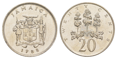 Ямайка 20 центов 1988 KM 48 медно-никель UNC 4652-616