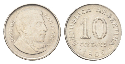 Аргентина 10 сентаво 1956 KM 51 сталь плакированная никелем UNC 4664-163