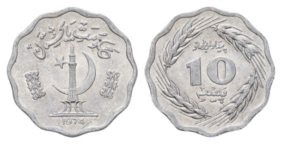 Пакистан 10 пайс 1974 KM 36 алюминий UNC 3334-426