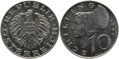 АВСТРИЯ 10 ШИЛЛИНГОВ 1994 KM 2918 никель плакированный медно-никелем 33-655