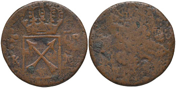 Швеция 1 эре 177Х Густав III (1771-1792) KM 512.1 медь 117-552