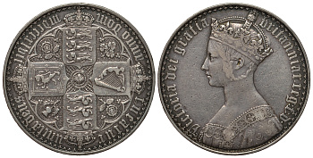 Великобритания 1 крона 1847 Виктория (1837-1901) Spink 3883, Dav. 106 серебро 00-000-00