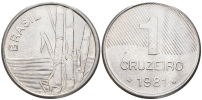 Бразилия 1 крузейро 1981 сахарный тростник KM 590 нержавеющая сталь 213-732