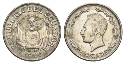 Эквадор 1 сукре 1980 KM 78b сталь плакированная никелем 4641-655