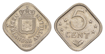 Нидерландские Антильские острова (Нидерландские Антилы) 5 центов 1980 Беатрикс (1980-2013) KM 13 медно-никель aUNC 4649-912