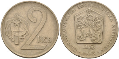 Чехословакия 2 кроны 1973 KM 75 медно-никель 4141-524