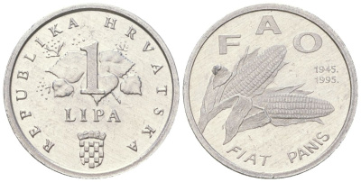 Хорватия 1 липа 1995 50 лет ФАО KM 13 алюминий  UNC  105-847