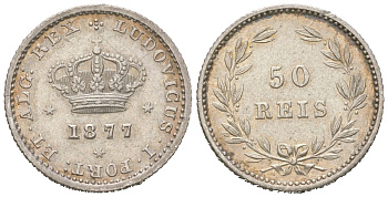 Португалия 50 реалов 1877 Луиш I (1861-1889) KM 506 серебро 272-1614