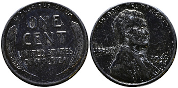 США 1 цент 1943 S (Сан-Франциско), Авраам Линкольн KM 132 a сталь плакированная цинком 4392-1125