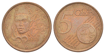 Франция 5 евроцентов 2008 KM 1284 сталь плакированная медью 4627-1237