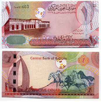 Бахрейн 1 динар 2006 монумент, лошади Pick 26 a бумага UNC (пресс) 6293-5-1-2