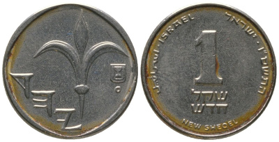 Израиль 1 новый шекель 2006 JE 5766 KM 160a сталь плакированная никелем 4396-839