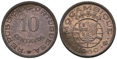 Мозамбик 10 сентаво 1960 KM 83 бронза 4147-656