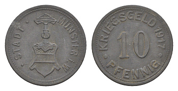 Мюнстер в Вестфалии 10 пфеннигов 1917 Funck 350.1, Men18 22667.1 цинк 4636-726