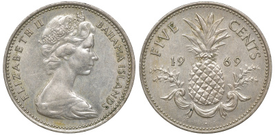 Багамские острова 5 центов 1969 KM 3 медно-никель 00-00