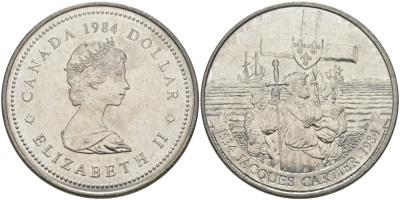 Канада 1 доллар 1984 Жак Картье KM 141 никель UNC 97-141