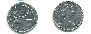 КАНАДА 25 ЦЕНТОВ 1978 ОЛЕНЬ KM 62b никель 86-1126