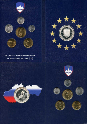 Словения набор из 6 монет 1992-2004 плюс жетон Европа - Словения  серебро  UNC, PROOF  1181-1-18