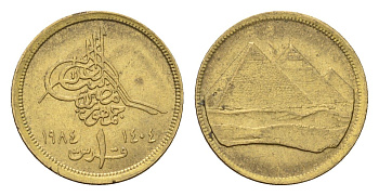 Египет 1 пиастр 1984 христианская дата слева KM 553.1 алюминиевая бронза UNC 4674-126
