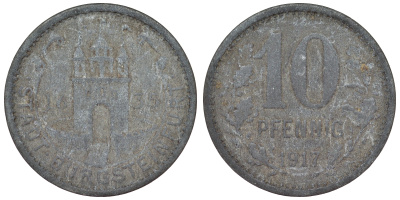 Германия, Бургштайнфурт 10 пфеннигов 1917 Северный Рейн-Вестфалия, нотгельд Funck 71.3 цинк 4119-1013