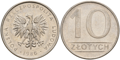 Польша 10 злотых 1986 MW KM 152.1 медно-никель    4601-1016