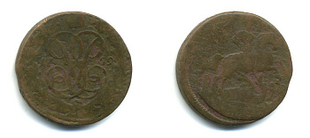 РОССИЯ 1 КОПЕЙКА 1759 медь 61-324