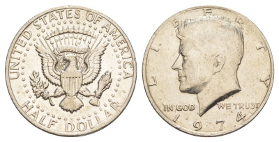 США 1/2 доллара (50 центов) 1974 Джон Кеннеди KM 202b медь плакированная медно-никелем aUNC 4536-825