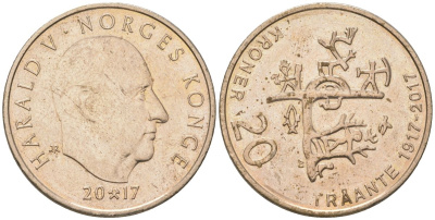 Норвегия 20 крон 2017 100 лет Первому собранию саамов, Харальд V (1991-) KM 493 никель латунь 4131-244
