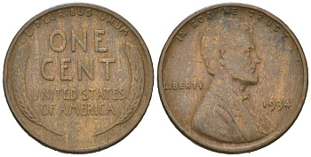 США 1 цент 1934 Авраам Линкольн KM 132 бронза 211-433