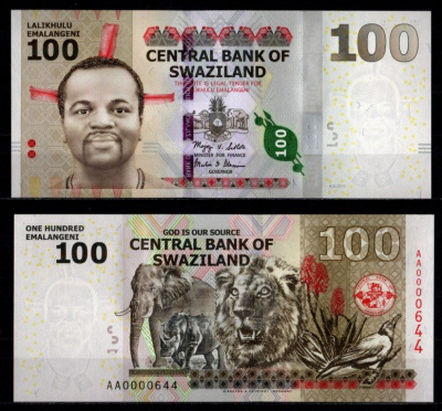 Свазиленд 100 эмалангени 2010 Pick 39 a бумага UNC (пресс) 7214-41-3-1