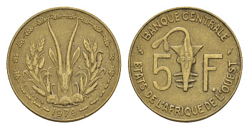 Западная Африка (BCEAO) 5 франков 1979 KM 2a медь алюминий никель 4655-813