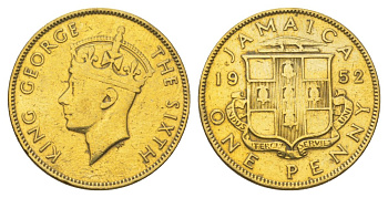 Ямайка 1 пенни 1952 KM 35 никель латунь 4628-624
