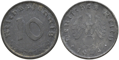 Германия 10 рейхспфеннигов 1944 A KM 101, J.371 цинк 4151-258
