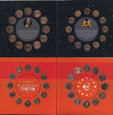 БЕЛЬГИЯ НАБОР ИЗ 24 МОНЕТ + ЖЕТОН 2004 50 ЛЕТ ПЕРВОЙ РАКЕТЕ НА ЛУНЕ, TINTIN, 12 МОНЕТ ПО 1 ЕВРОЦЕНТУ, СТРАН ВСТУПИВШИХ В ЕВРОСОЮЗ И 12 МОНЕТ ПО 2 ЕВРОЦЕНТА,СТРАН ВСТУПИВШИХ В ЕВРОСОЮЗ, ТИРАЖ 10000 ЭКЗ., ЖЕТОН СЕРЕБРО, В ОРИГИНАЛЬНОМ БУКЛЕТЕ, С СЕРТИФИКАТО
