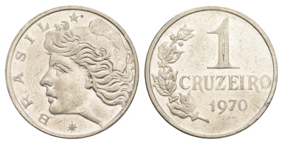 Бразилия 1 крузейро 1970 KM 581 никель 4642-1214