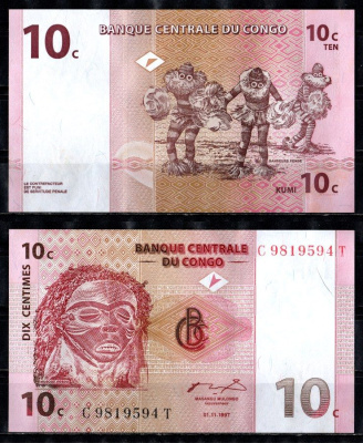ДР Конго10 сантимов1997Pick 82бумагаUNC (пресс)449-108-2