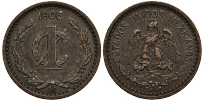 МЕКСИКА 1 СЕНТАВО 1906 ДАТА УЗКАЯ KM 415 бронза VF 4397-524