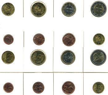 КИПР ЕВРОНАБОР ИЗ 8 МОНЕТ 2010 (1, 2, 5, 10, 20, 50 ЕВРОЦЕНТОВ, 1, 2 ЕВРО), В ХОЛДЕРАХ UNC 78-25