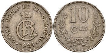 Люксембург 10 сантимов 1924 Шарлотта (1918-1964) KM 34 медно-никель 4584-945