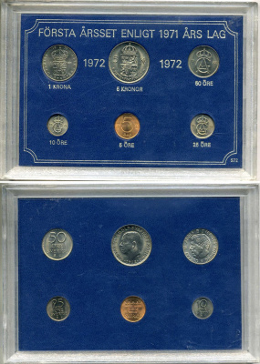 Швеция набор из 6 монет 1972 Густав VI Адольф (1950-1973), в пластике UNC 4-4-1-23