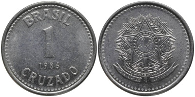 Бразилия 1 крузадо 1986 KM 605 нержавеющая сталь UNC 181-311