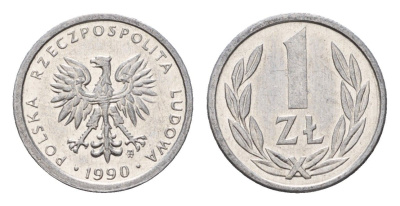 Польша 1 злотый 1990 Y 49.3 алюминий UNC 4615-768