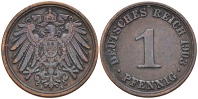 Германия 1 пфенниг 1903 A KM 10, J. 10 медь 4594-1243
