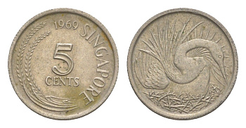 Сингапур 5 центов 1969 KM 2 медно-никель 4640-549