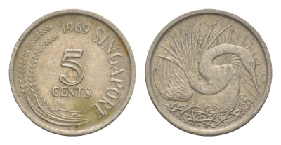 Сингапур 5 центов 1969 KM 2 медно-никель 4640-549