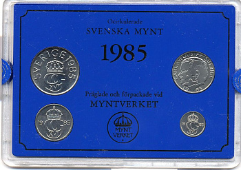 Швеция набор монетного двора из 4 монет 1985 в пластике, Карл XVI Густав (1973- ) KM MS35 UNC 4-3-7-140
