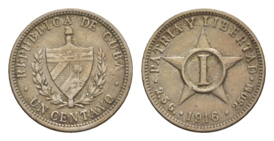 Куба 1 сентаво 1916 KM 9.1 медно-никель 4658-1016