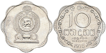 Шри-Ланка 10 центов 1978 KM 140 a алюминий 89-1324