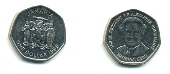 Ямайка 1 доллар 1996 Александр Бустаманте KM 164 никелированная сталь 4364-1041