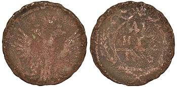 Россия 1 деньга 17ХХ медь 51-3834